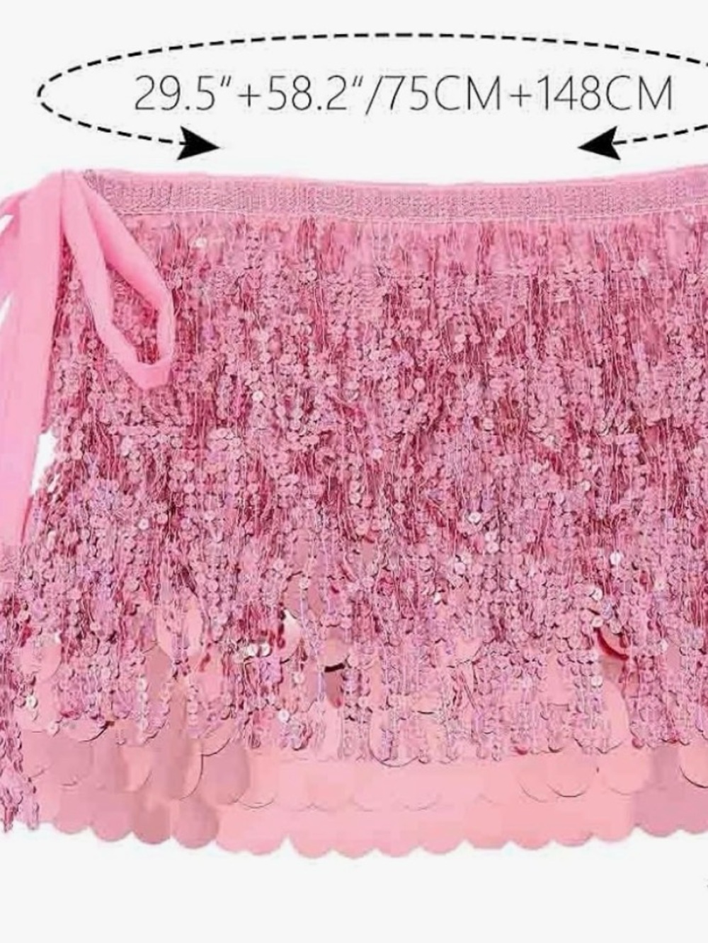 Sequin Fringe Pink Swim Sarong Cover-Up